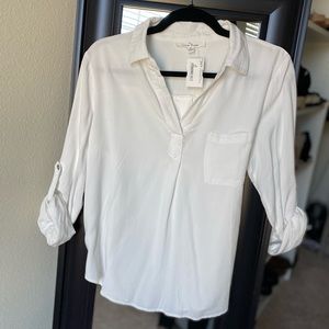 White Cuffed Sleeve Top